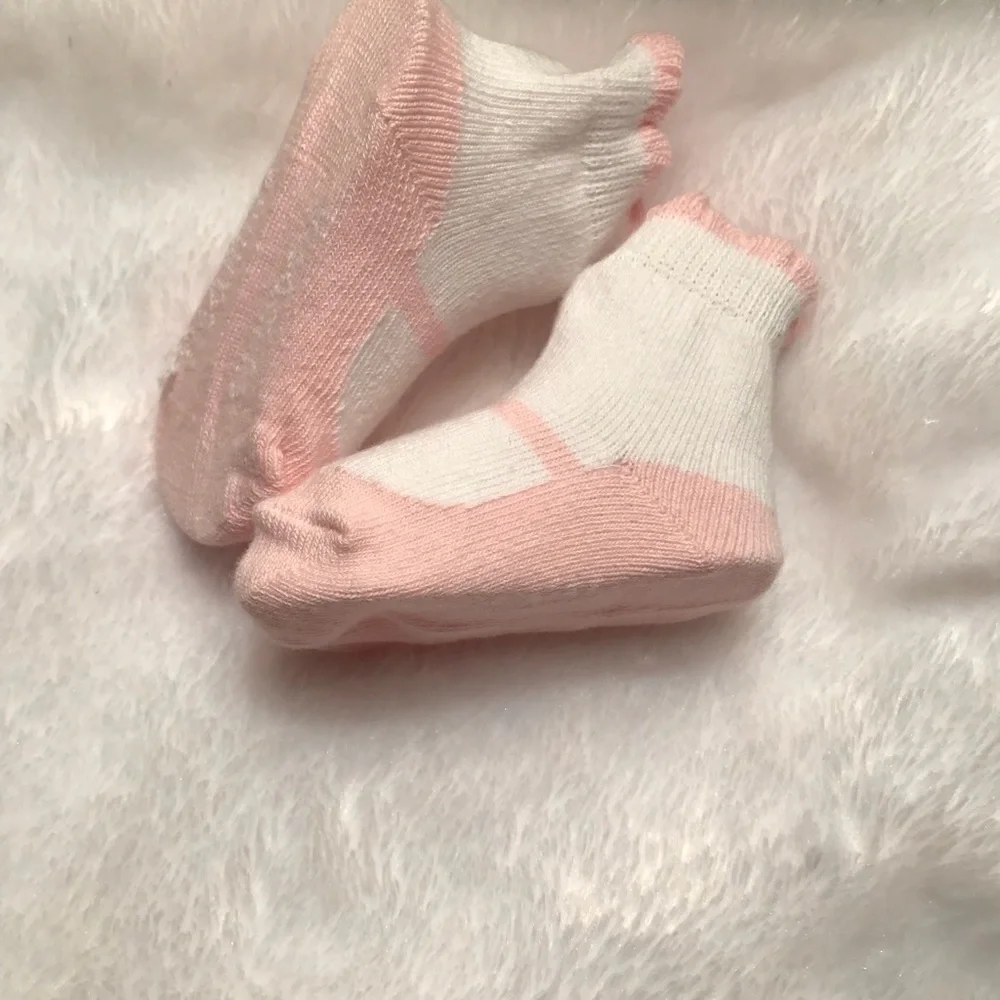 Newborn Baby Pink Bow Ruffle Sock Booties